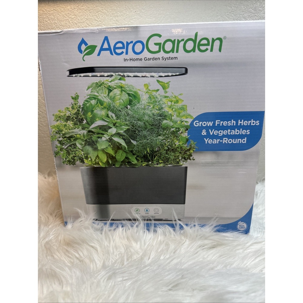 $35 🌙 Aero Garden Harvest Elite 6 Pod Black Model#100640-BLK Works Tested Used
